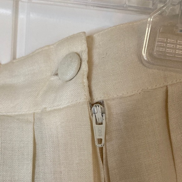 VTG‎ Nancy Crystal Cream Linen Embroidered Lace Trim Pleated Skirt Size 10 Fairy - Picture 11 of 13